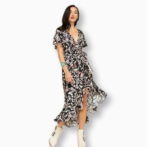 Nikki Erin Surplus Hi Low Tie Wrap Floral Dress